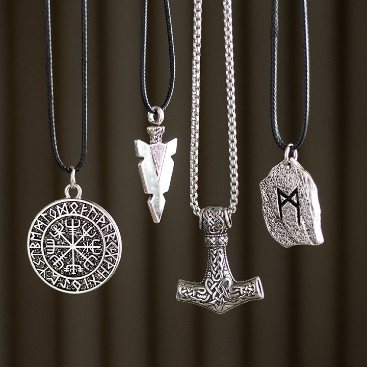 Arrowhead of Strength Viking Cord Necklace