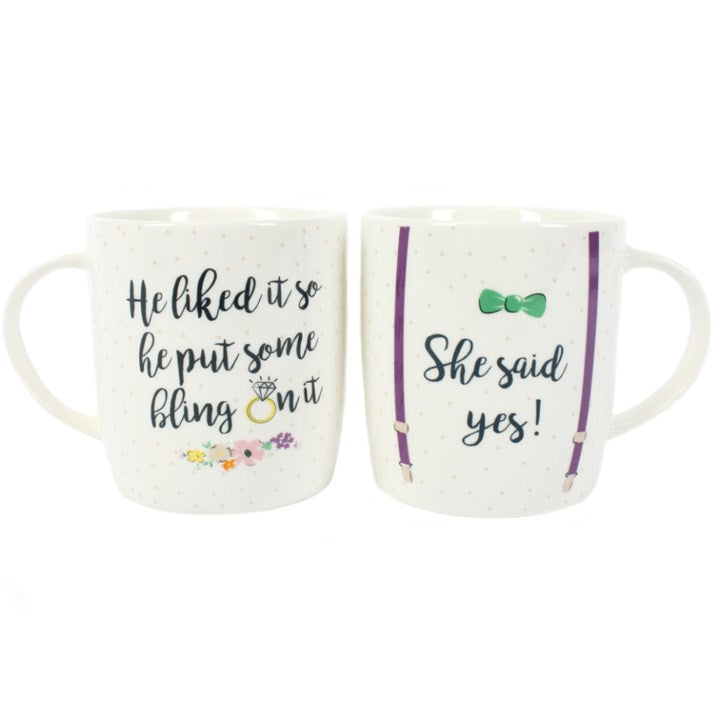 Set of 2 'She Said Yes' Mugs