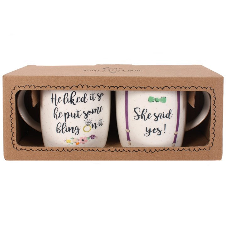 Set of 2 'She Said Yes' Mugs