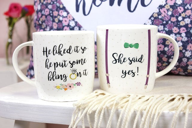 Set of 2 'She Said Yes' Mugs