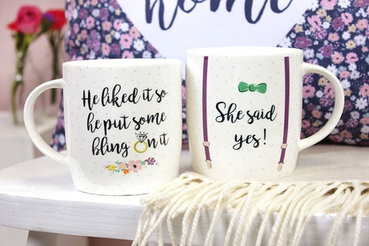 Set of 2 'She Said Yes' Mugs