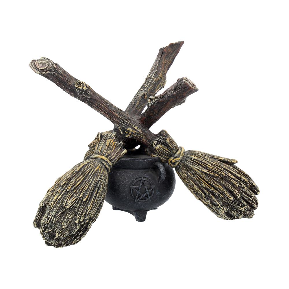 Broomstick Crystal Ball Holder 17cm